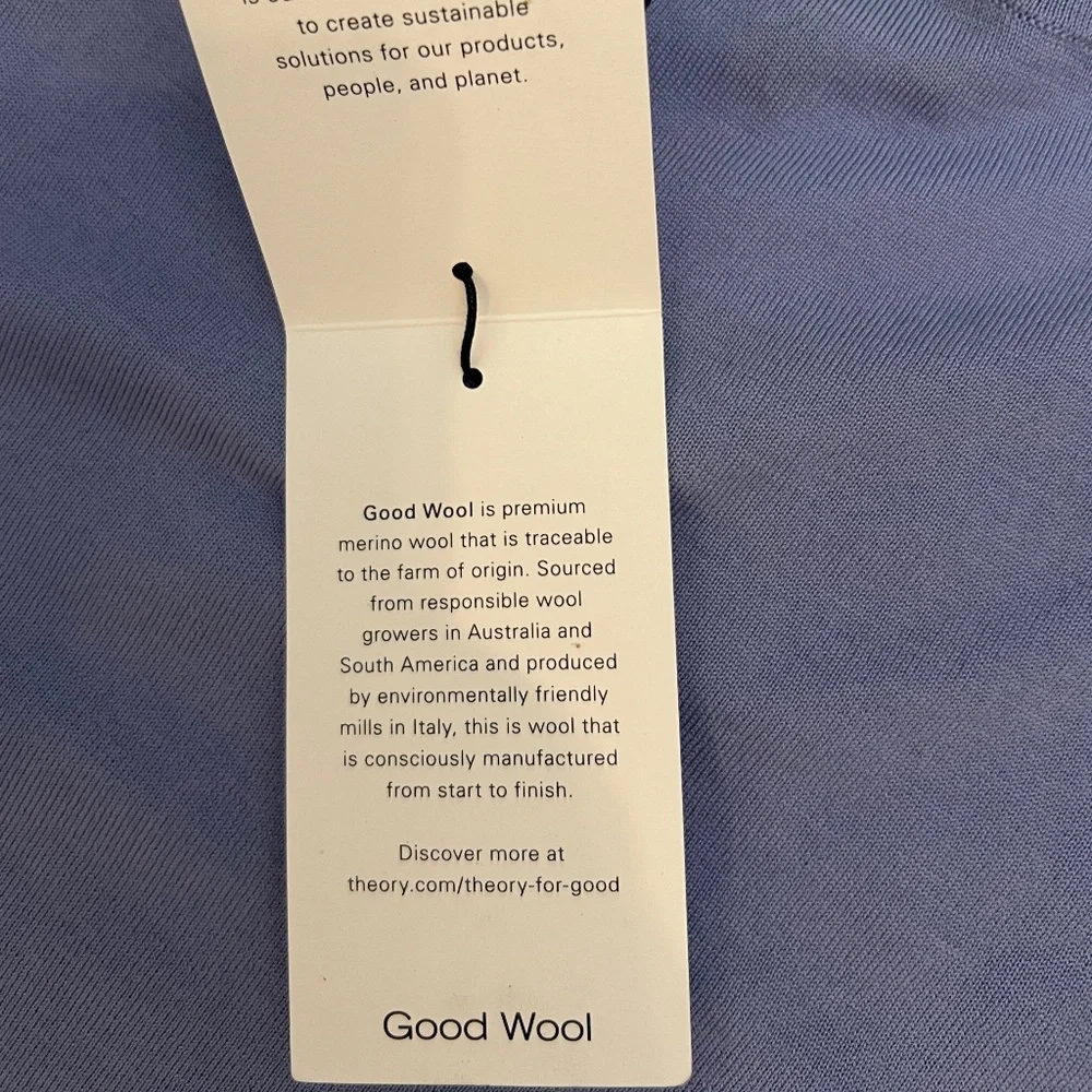 Theory Slim Fit Wool Sweater in Grotto (Periwinkle Blue) Size XL. NWT
